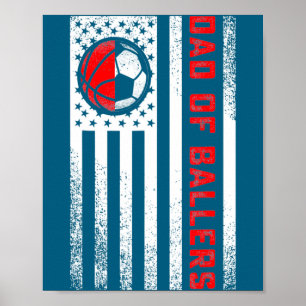 Poster Pai da Bandeira Americana dos Craques Basquetebol