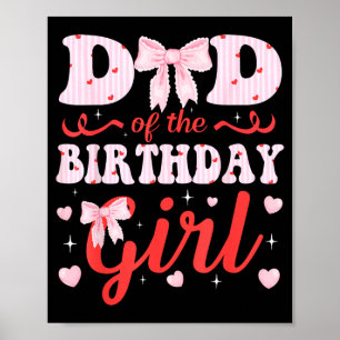 Poster Pai da Menina de Aniversário Coquete Laço Família