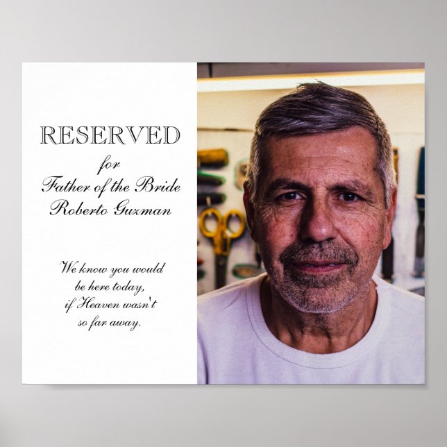 Poster Pai da Noiva Memorial de Assento de Foto Casamento (Frente)