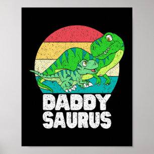 Poster Pai Daddysaurus Dinossaur T Rex Baby Dino Family