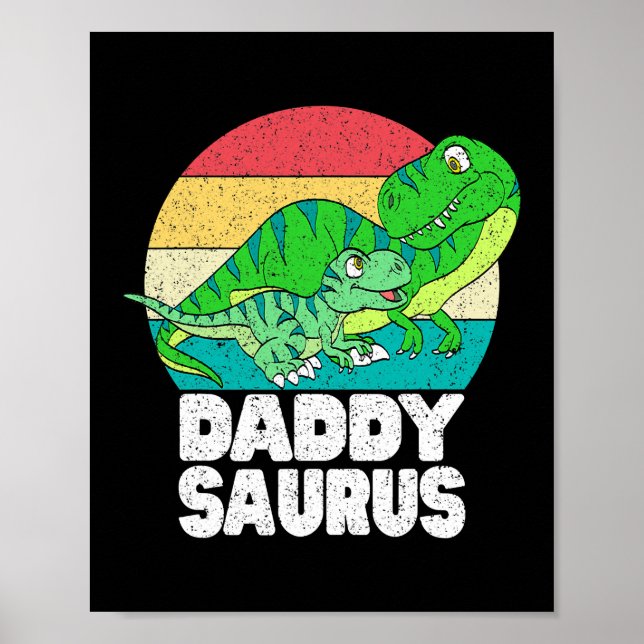 Poster Pai Daddysaurus Dinossaur T Rex Baby Dino Family (Frente)