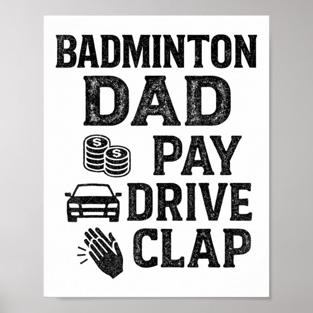 Poster Pai de Badminton Paga Dirige Bate Palmas Pai Engra (Frente)