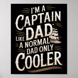 Poster Pai de Barco Capitão Para Homens Barco Engraçado D