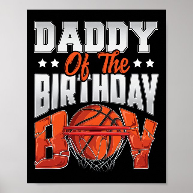 Poster Pai de basquete aniversário Boy Family Baller b-da (Frente)