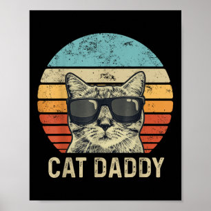 Poster Pai de Cat Retro Gatos Pulmões de Gato Legal Gpres