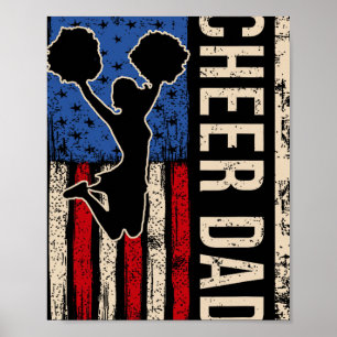 Poster Pai de Cheer Vintage Torcida Bandeira Americana Ho