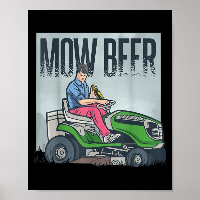 Poster Pai De Corte Mow Beer Engraçado Máquina De Grama (Frente)