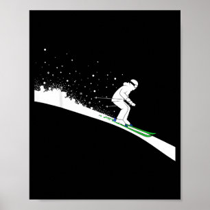 Poster Pai de Esqui na Neve Esportes de Inverno Divertido