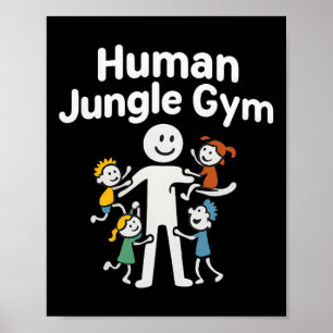 Poster Pai de ginásio humano escalando crianças gráfico