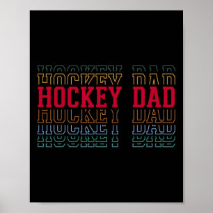 Poster Pai de Hockey Engraçado Texto em Camadas Pai Trein