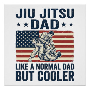 Pôster Pai de Jiu Jitsu Camisa Vintage Bandeira Design_1