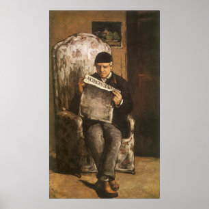 Poster Pai de Louis Auguste Cezanne da leitura do artista