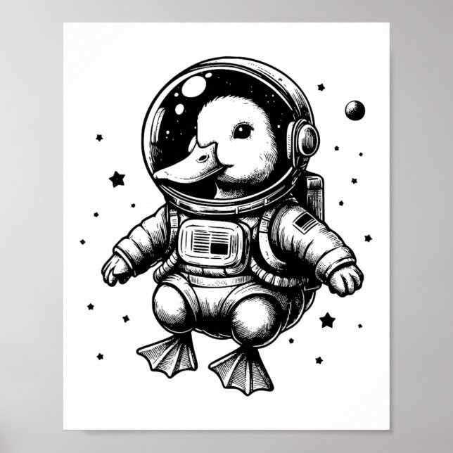 Poster Pai de Pato Espaço da Mãe - Pato Astronauta (Frente)