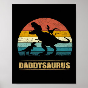 Poster Pai Dinossaur Daddysaurus 2 Duas Crianças Engraçad