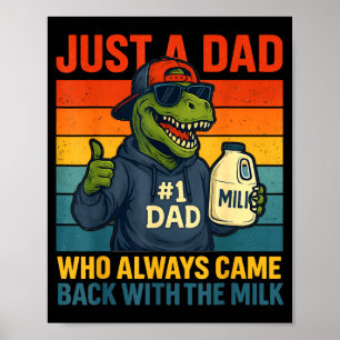 Poster Pai Dinossauro Leite Retrô Piada Dia dos Pais Engr