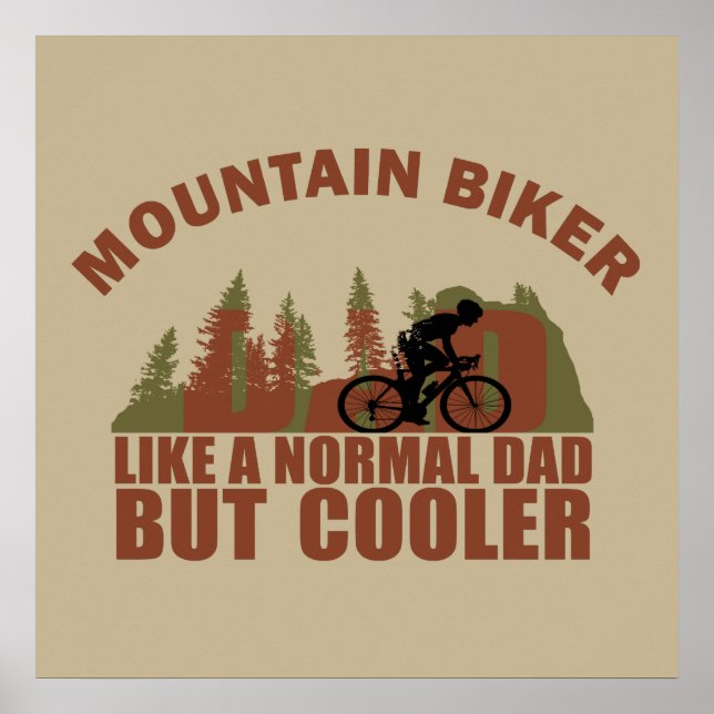 Poster Pai Divertido de Ciclismo de Montanha (Frente)