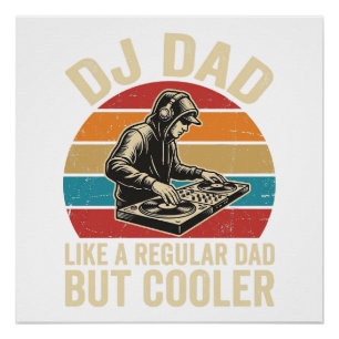 Pôster Pai DJ Mas Legal Design Vetor Pôr do Sol Vintage_1