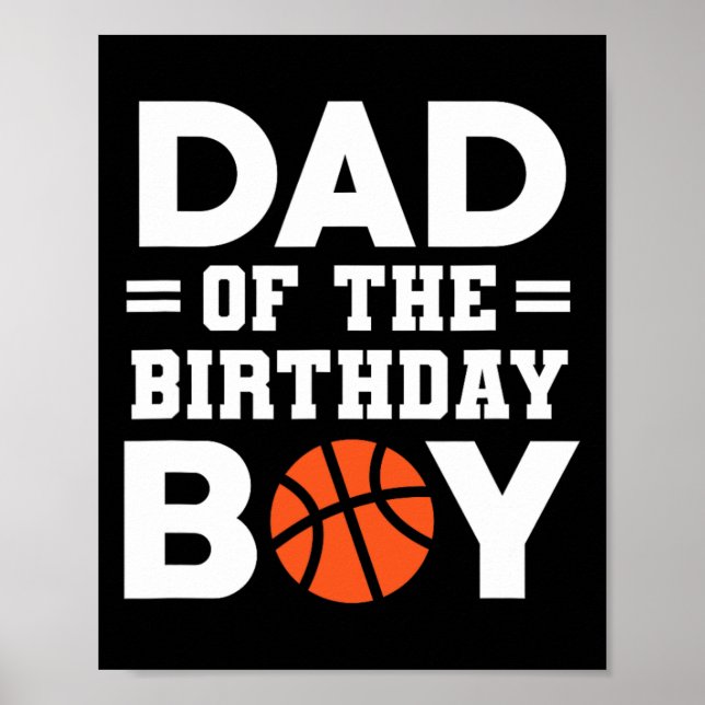 Poster Pai Do Treinador De Basquete De Birthday Boy Baske (Frente)