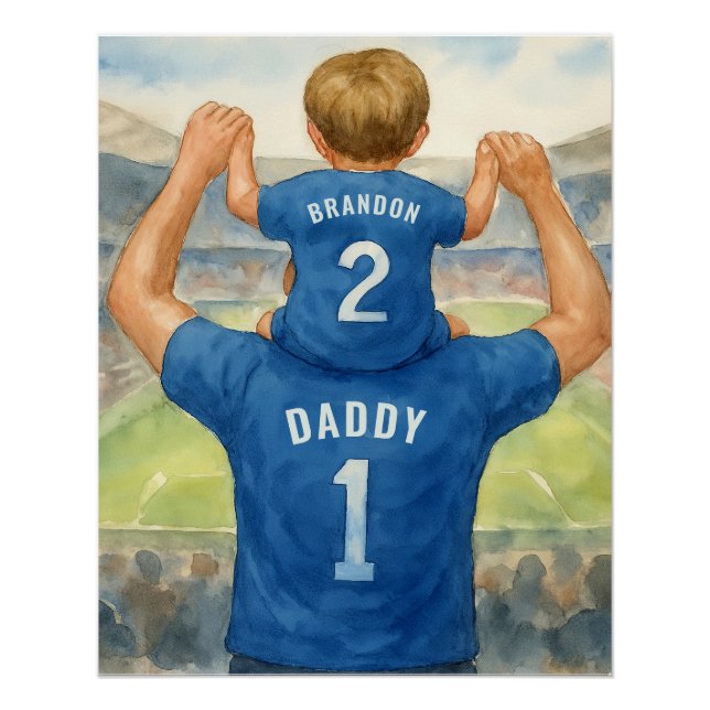 Pôster Pai e Filho Correspondendo Jerseys Pai de futebol (Frente)