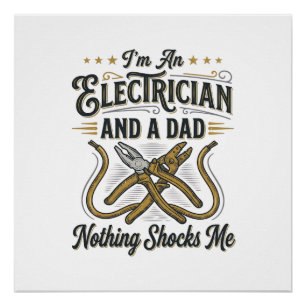 Pôster Pai Eletricista Nada Me Choca Camisa Vintage De