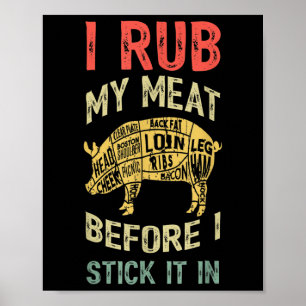 Poster Pai Engraçado Adora Churrasco Eu Esfrego Meu Sm De