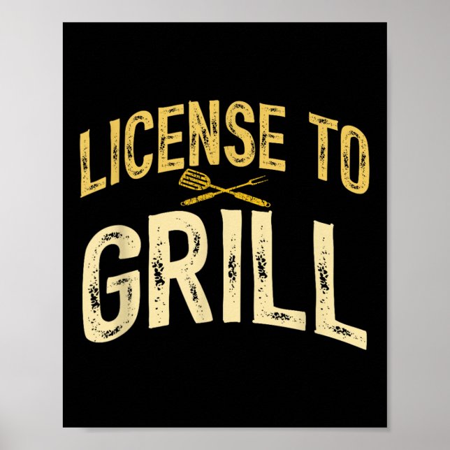 Poster Pai Engraçado Adora Licença De Churrasco Para Fuma (Frente)