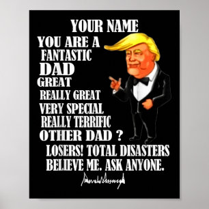 Poster Pai Engraçado Donald Trump Dia de os pais Dotado T