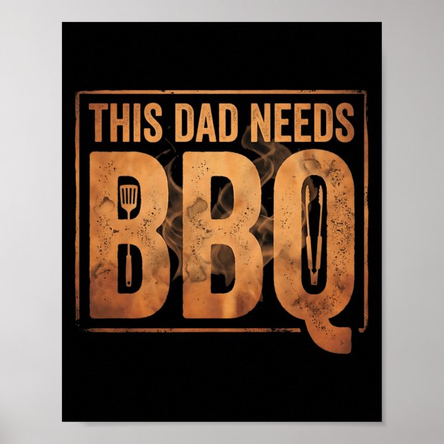 Poster Pai engraçado Pitmaster Bbq Papai Churrasco Festa  (Frente)