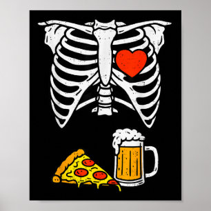Poster Pai engraçado Skeleton Beer Zza Halloween Costume 