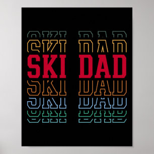 Poster Pai Esquiando Camiseta Divertida Texto Camadas Esq