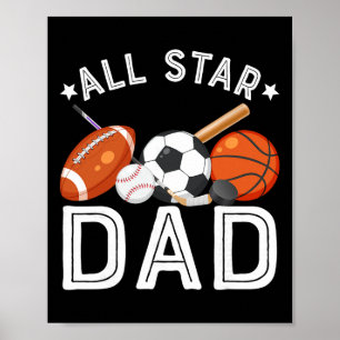 Poster Pai Estrela do Menino de Aniversário Sketll Futebo