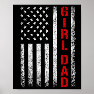 Poster Pai Filha Pai De Meninas Bandeira Dos EUA Dia Dos