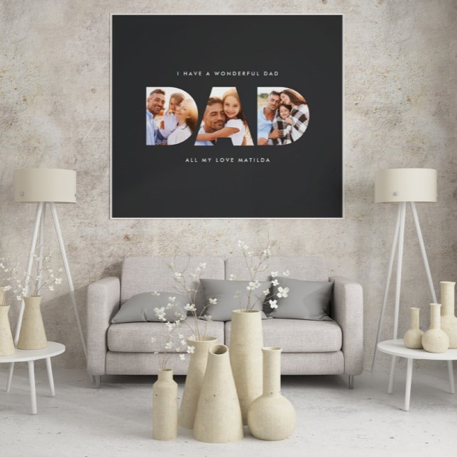 Poster Pai fotografia moderna tipografia infantil preto (Criador carregado)