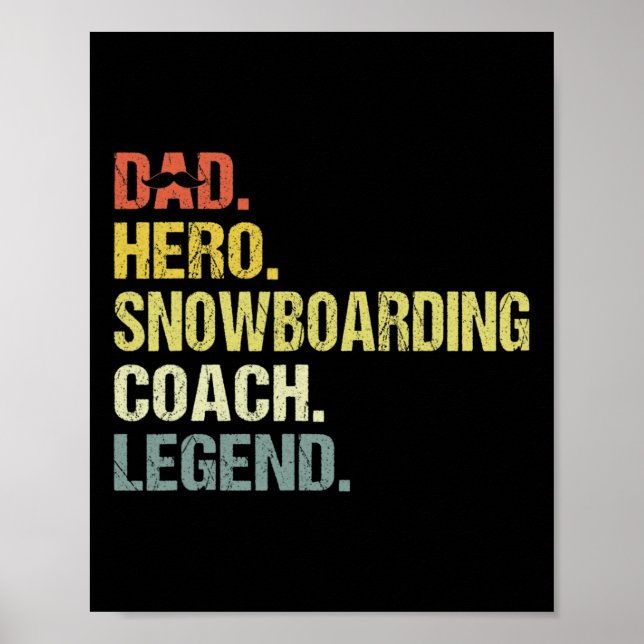 Poster Pai Hero Snowboard Coach Engraçado Snowboard Coa (Frente)