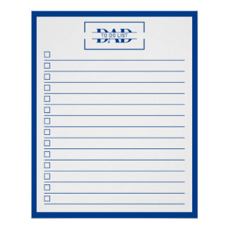 Pôster Pai Lista de Tarefas Monograma Azul Moderno 20" x
