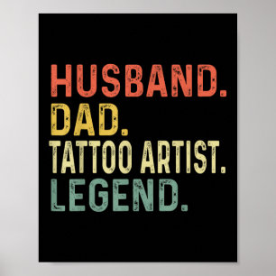 Poster Pai Marido Tatuagem Artista Legenda Funny Retro Gi