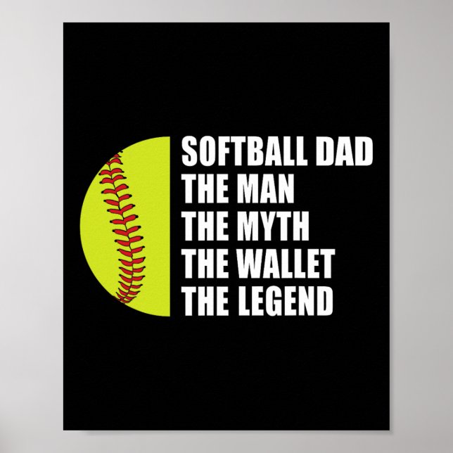 Poster Pai Mitos de Wallet Dia de os pais de Softball (Frente)