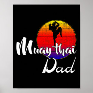 Poster Pai Muay Thai Vintage Pôr do Sol Engraçado Retro K