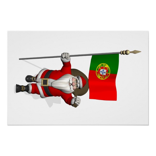 Pôster Pai Natal Com Estandarte De Portugal (Frente)