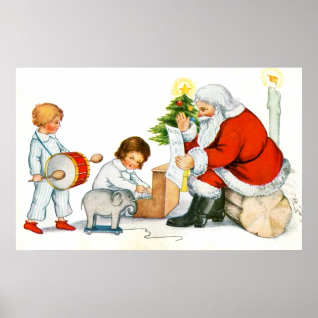 Poster Pai Natal, crianças e brinquedos (Frente)