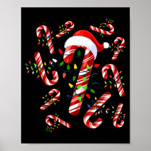 Poster Pai Natal de Cana de Açúcar Vermelha e Branca do N