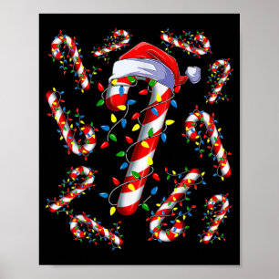Poster Pai Natal de Cana de Açúcar Vermelha e Branca Nata