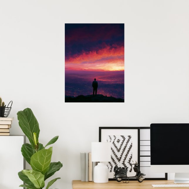 Poster Pai Observando a Cidade (Escritório em casa)