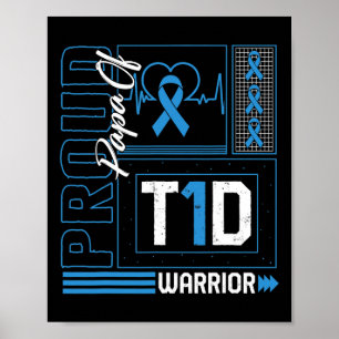 Poster Pai Orgulhoso Da Fita De Guerreiro T1d Conscientiz