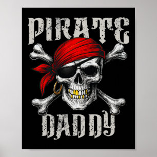 Poster Pai Pirata Jolly Roger Flag E Skull Crossbones