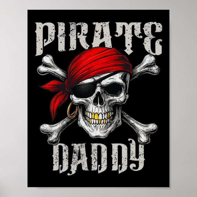 Poster Pai Pirata Jolly Roger Flag E Skull Crossbones (Frente)