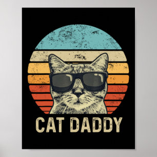 Poster Pai Retro Cat Pulga Legal Pai Gato Pais Presentes