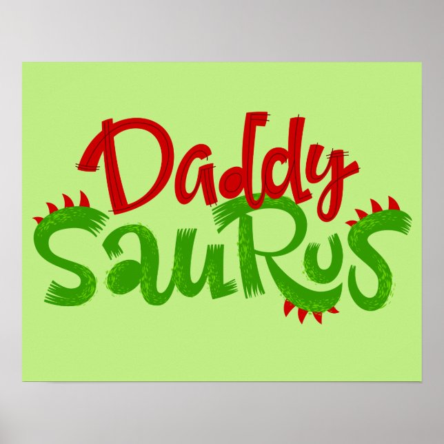 Poster Pai Saurus Dinosaur Lettering (Frente)