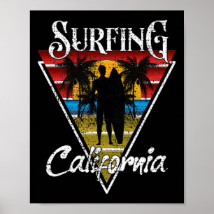 Poster Pai Surfista Praias da Califórnia Surf Cali Beach