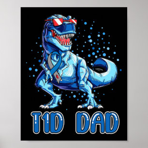 Poster Pai T1d Tipo 1 Diabetes Fita T Rex Dinossauros